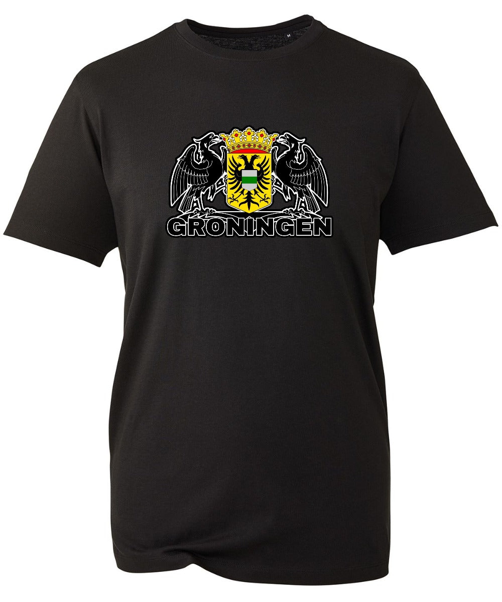 T-shirt stadswapen Groningen zwart